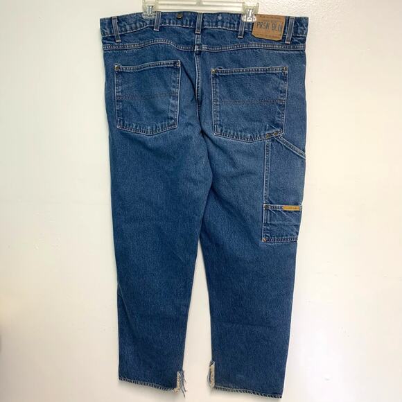 Prison Blues Mens Made in the USA Vintage Dark Wash Double Knee Jeans 44 x 34 - Picture 2 of 11